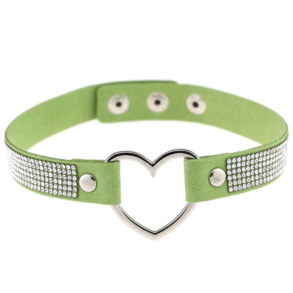 Japan's Harajuku Soft Girl Black Rhinestone Peach Heart Love-Shaped Collar Women's Neck Strap Collarbone Necklace Short - V.I.P Digital Presence