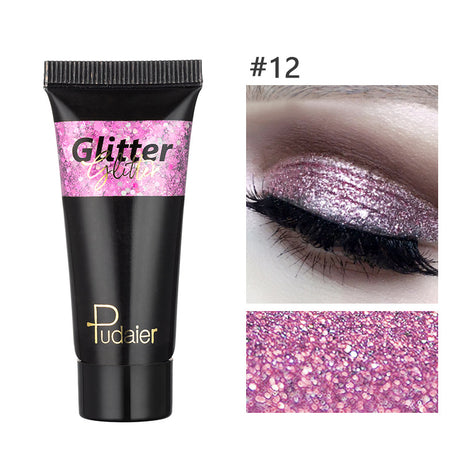 Makeup Pudaier monochrome glitter eyeshadow stage makeup face body glitter 12 color liquid eyeshadow - V.I.P Digital Presence
