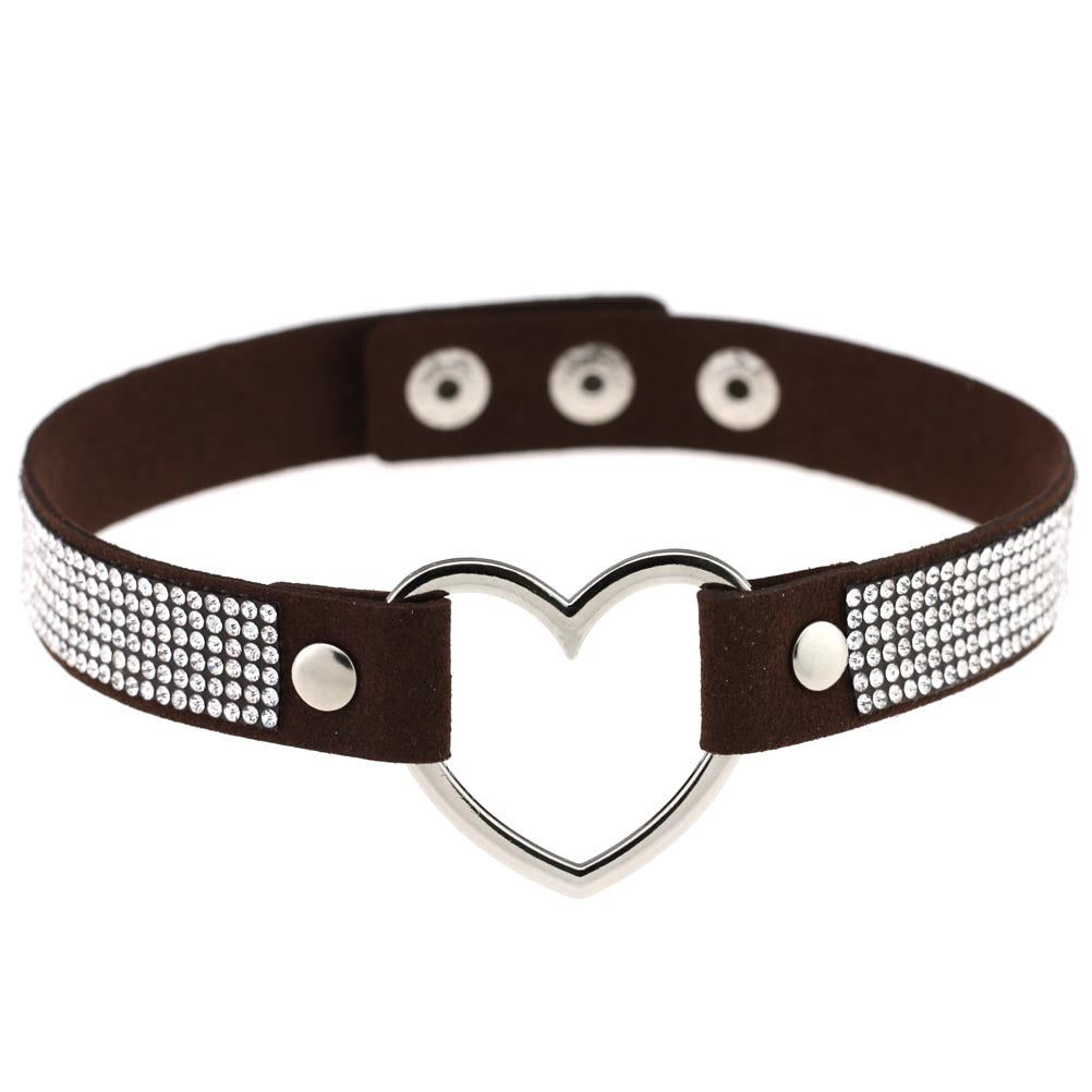 Japan's Harajuku Soft Girl Black Rhinestone Peach Heart Love-Shaped Collar Women's Neck Strap Collarbone Necklace Short - V.I.P Digital Presence