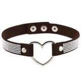 Japan's Harajuku Soft Girl Black Rhinestone Peach Heart Love-Shaped Collar Women's Neck Strap Collarbone Necklace Short - V.I.P Digital Presence
