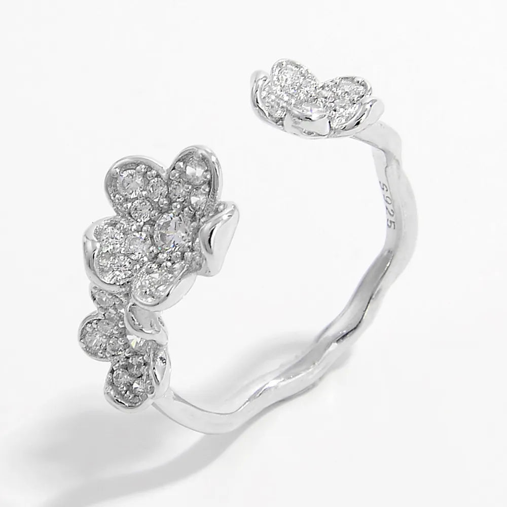 925 Sterling Silver Inlaid Zircon Open Ring - V.I.P Digital Presence