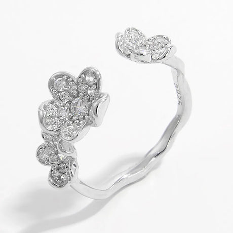 925 Sterling Silver Inlaid Zircon Open Ring - V.I.P Digital Presence