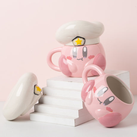 Madou Cute Pink Cartoon Chef Star Mug Cabbie Chef Hat Star Ceramic Cup Cartoon Navy Hat Star Coffee Mug With Lid Ceramic Mugs - V.I.P Digital Presence