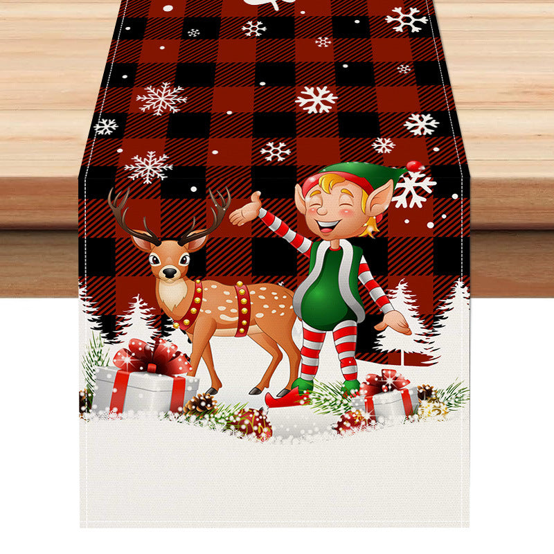 Christmas table flag holiday party restaurant decoration tablecloth linen checkered printed dining table tablecloth mat - V.I.P Digital Presence