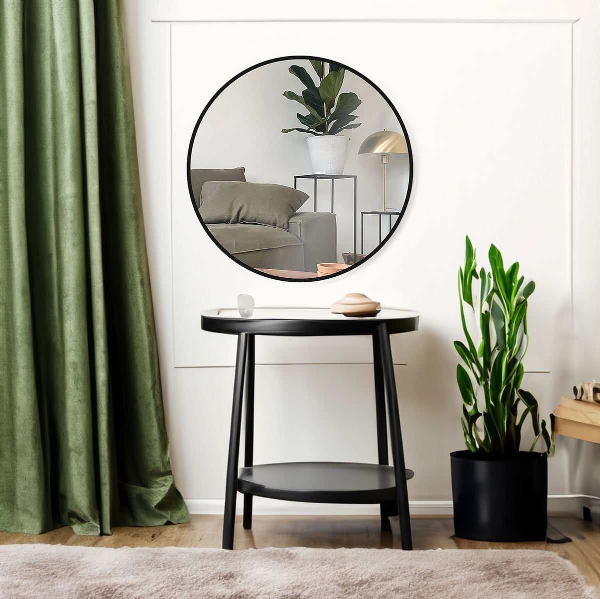 Black 24 Inch Metal Round Bathroom Mirror - V.I.P Digital Presence