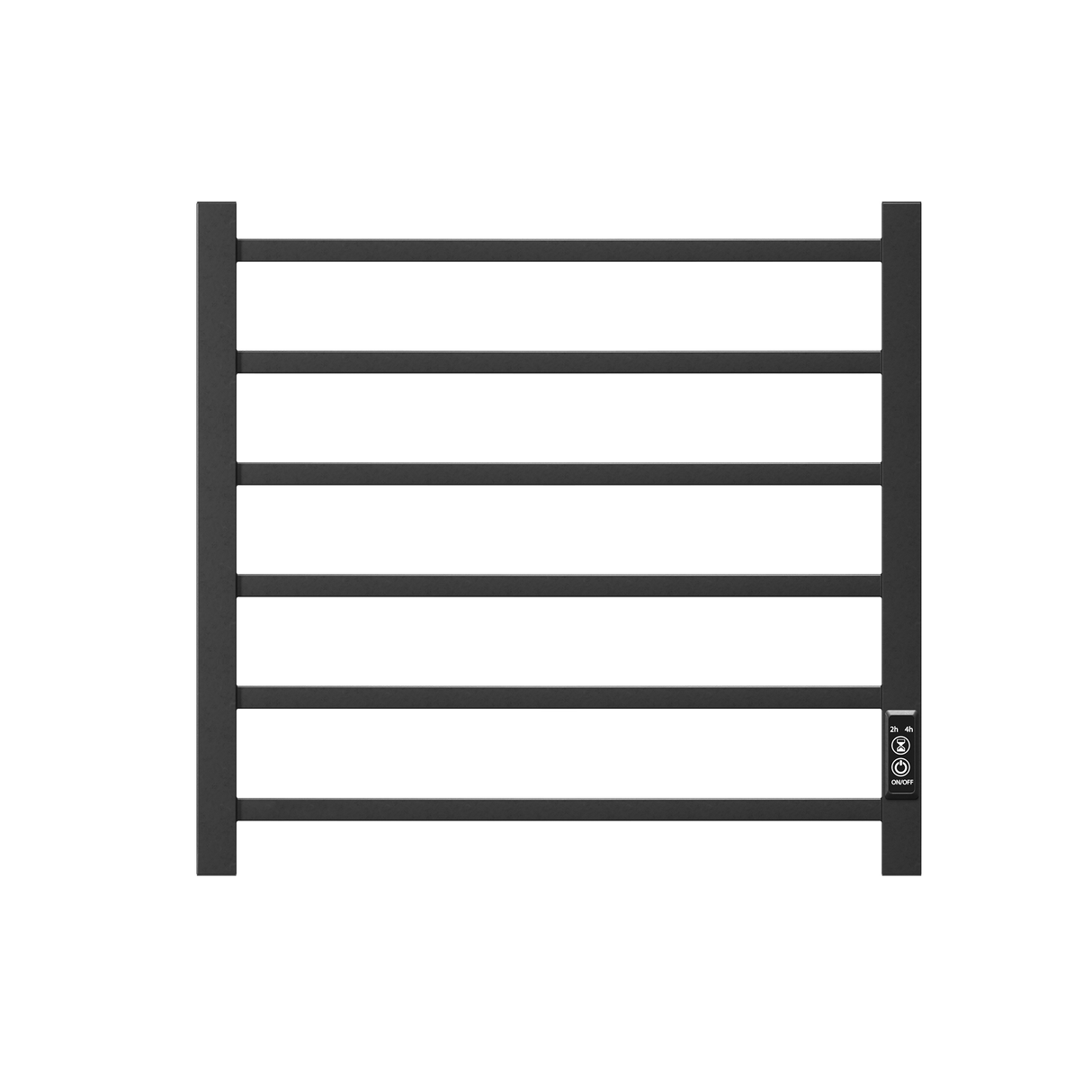 Towel Warmer 6 Bar Electric Heated Towel Rack Wall Mount Plug-in/Bath Towel Heater Matt-Black - Timer - V.I.P Digital Presence