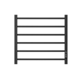 Towel Warmer 6 Bar Electric Heated Towel Rack Wall Mount Plug-in/Bath Towel Heater Matt-Black - Timer - V.I.P Digital Presence