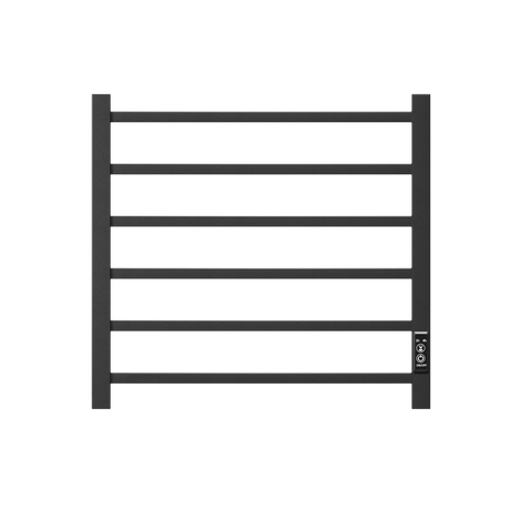 Towel Warmer 6 Bar Electric Heated Towel Rack Wall Mount Plug-in/Bath Towel Heater Matt-Black - Timer - V.I.P Digital Presence