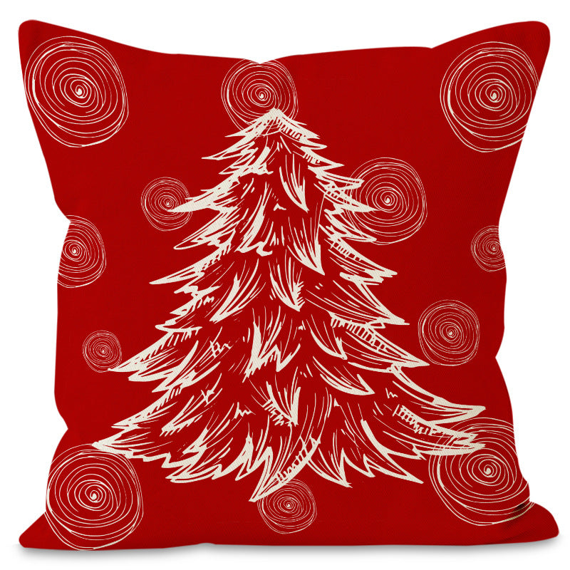 Christmas hat pillowcase linen Christmas tree letter print pillowcase holiday - V.I.P Digital Presence