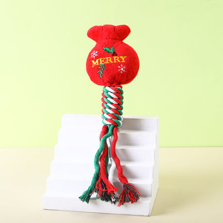 Christmas Cotton Rope Pet Plush Toy Teeth Grinding Durable Cartoon Self Hi Dog Toy Cat Supplies - V.I.P Digital Presence