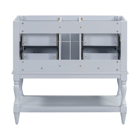 36" Bathroom Vanity Cabinet without Sink Standing Vanity Set with 4 Drawers& Soft Closing Doors Blue (NOT INCLUDE BASIN SINK) - V.I.P Digital Presence