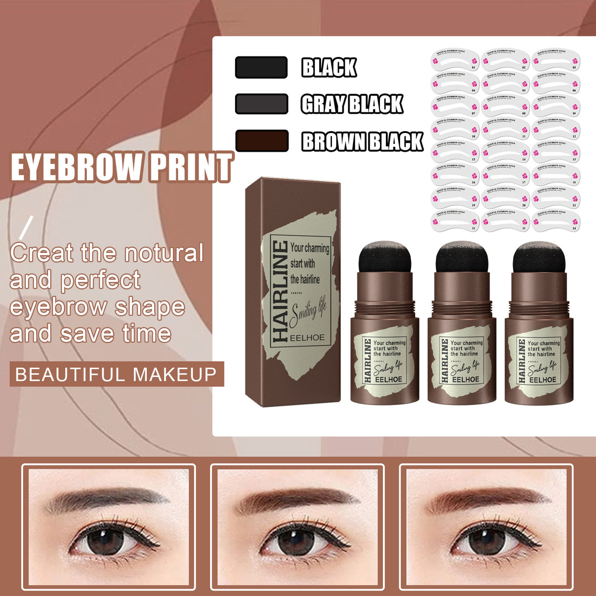 One Step Brow Stamp Shaping Kit Hairline Eyebrow Print Eyebrow Patch Repair Hairline Eyebrow Print - V.I.P Digital Presence