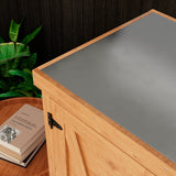 Potting Bench with Storage Cabinet and Metal Table Top for Outdoor Patio,Outdoor Work Station Table - V.I.P Digital Presence