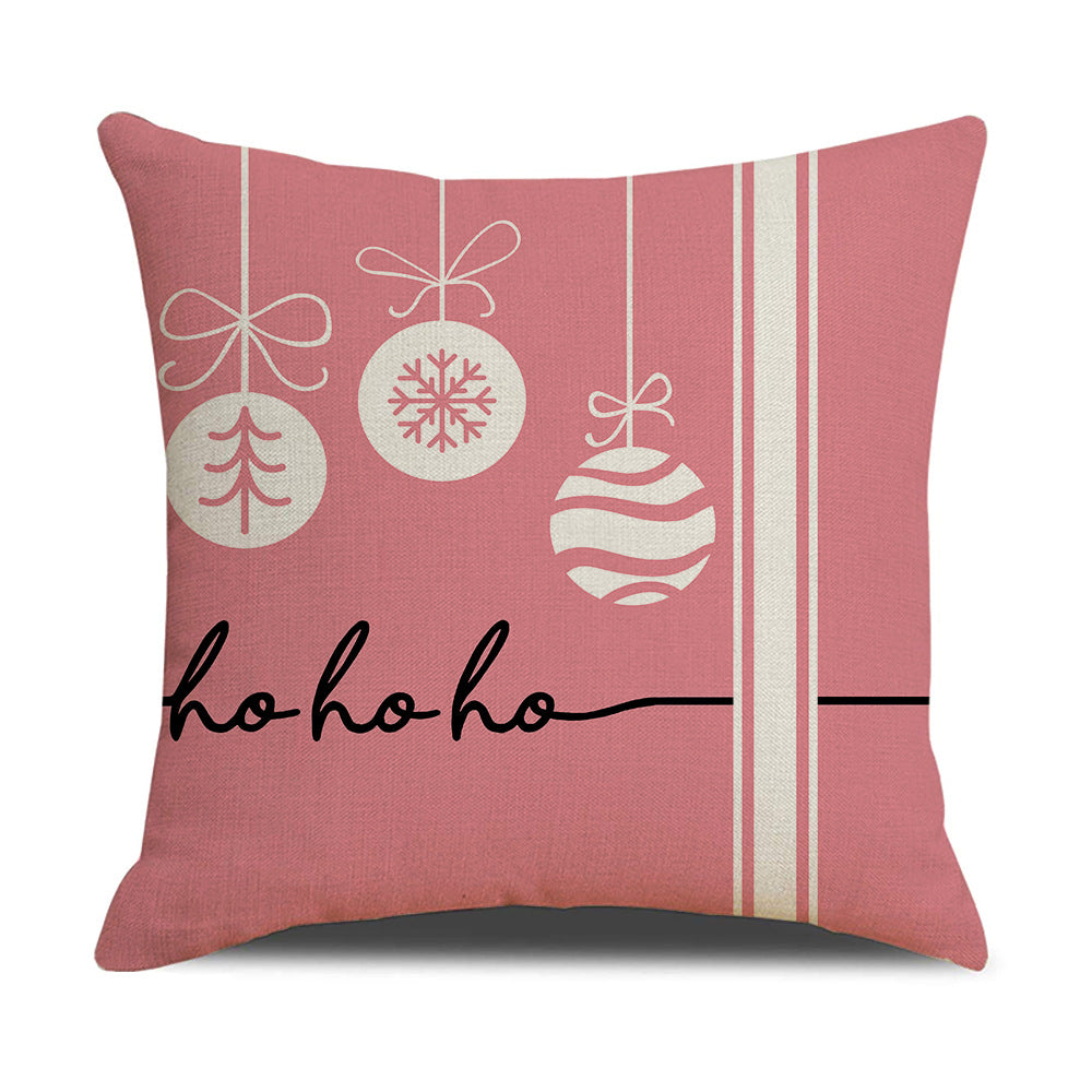 Pink cartoon Christmas linen pillowcase, sofa cushion, home goods pillowcase - V.I.P Digital Presence