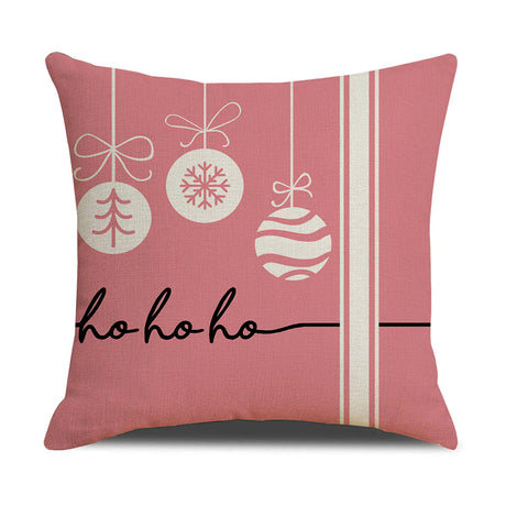 Pink cartoon Christmas linen pillowcase, sofa cushion, home goods pillowcase - V.I.P Digital Presence