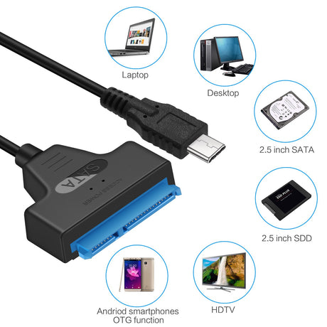 Type-C to SATA 2.5-inch portable hard drive converter with easy drive cable - V.I.P Digital Presence