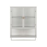 23.62"Glass Doors Modern Two-door Wall Cabinet with Featuring Two-tier Enclosed Storage an Open Shelf and Towel Rack