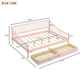 Full Size Daybed with Two Storage Drawers and Support Legs Pink