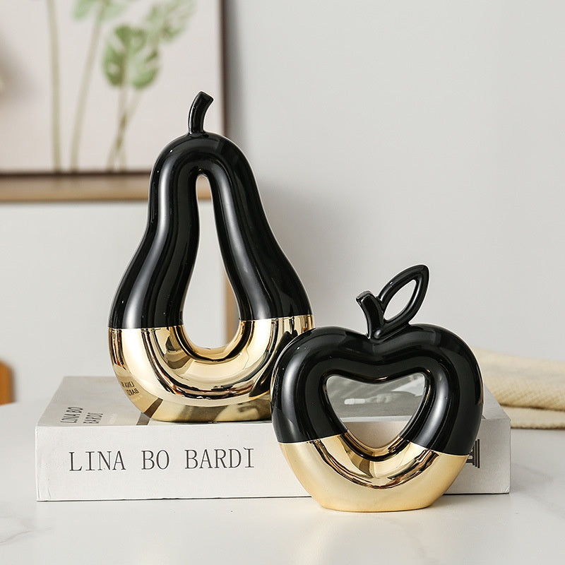 Modern Minimalist Gilded Apple Pear Creative Wine Cabinet Decorative Piece Luxury Home Living Room Entrance Ceramic Craft - V.I.P Digital Presence