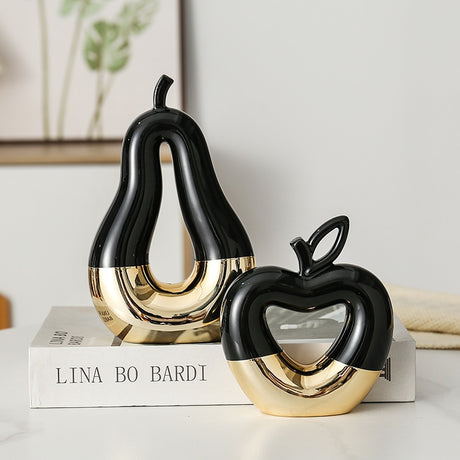 Modern Minimalist Gilded Apple Pear Creative Wine Cabinet Decorative Piece Luxury Home Living Room Entrance Ceramic Craft - V.I.P Digital Presence