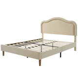 Full Size Velvet Upholstered Smart LED Bed Frame with Adjustable Height Headboard,No Box Spring Needed,Easy Assembly,Beige - V.I.P Digital Presence