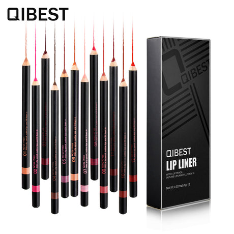 QIBEST Fashion Black Rod Lip Liner 12 Colors Mixed Color Lip Liner Set Waterproof Retouching Lipstick Pen - V.I.P Digital Presence