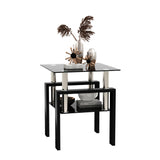 1-Piece Modern Tempered Glass Tea Table Coffee Table End Table, Square Table for Living Room, Black - V.I.P Digital Presence