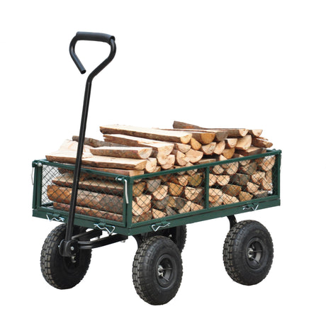 Wagon Cart Garden cart trucks make it easier to transport firewood (green) - V.I.P Digital Presence