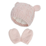 New Baby Kids Girls Boys Winter Warm Knit Hat Ear Solid Warm Cute Glove 2pcs Lovely Beanie Cap 0-18M - V.I.P Digital Presence