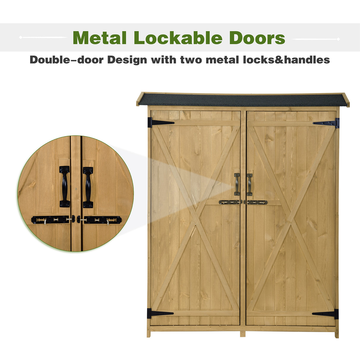 Outdoor 5.3ft Hx4.6ft L Wood Storage Shed Tool Organizer,Garden Shed, Storage Cabinet with Waterproof Asphalt Roof Natural - V.I.P Digital Presence