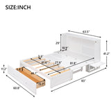 Queen Size Mobile Murphy Bed with Drawer and Little Shelves on Each Side White