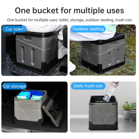 Portable folding camping toilet: adult/child use, self-contained, with lid and seat. - V.I.P Digital Presence