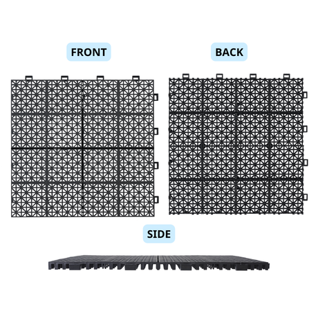 12 x 12 inch black interlocking deck tiles, plastic waterproof, weighing up to 6613 pounds, with a rose pattern pack of 12 - V.I.P Digital Presence