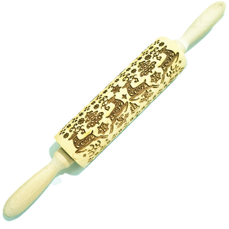 Wooden Rolling Pin Beechwood Laser Engraved Printed Rolling Pin Embossing Rolling Pin Christmas Flip Sugar Cookie Rolling Pin - V.I.P Digital Presence