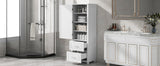 Tall bathroom storage cabinet with two drawers and adjustable shelves for independent storage - V.I.P Digital Presence