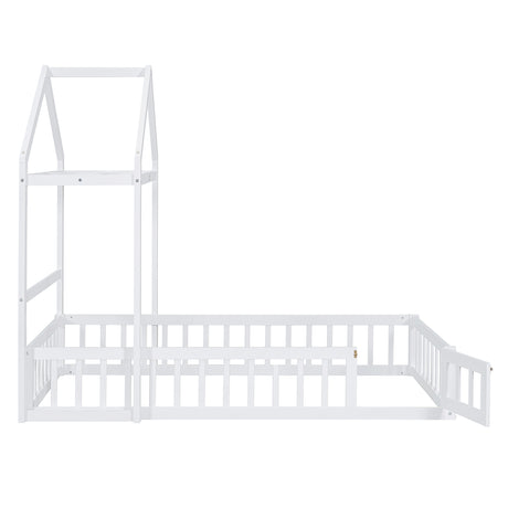 Wooden Twin Size Children's Bed with Detachable Headboard and Integrated Clothes Drying Rack, White - V.I.P Digital Presence