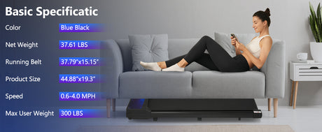 New 8.10 Walking Pad Under Home Desktop Treadmill -2.5HP Walking Treadmill 0.6-4MPH 300LBS Capacity Remote Control Battery - V.I.P Digital Presence