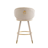 COOLMORE Counter Height Bar Stools Set of 2 for Kitchen Counter Solid Wood Legs with a fixed height of 360 degrees Beige
