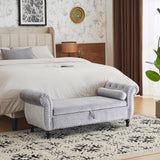 Velvet Multifunctional Storage Rectangular ottoman bench with 1 Pillow, grey - V.I.P Digital Presence