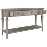 TREXM Classic Retro Style Console Table with Three Top Drawers and Open Style Bottom Shelf (Gray Wash)