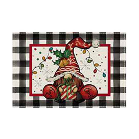 Christmas Snowman Linen Meal Mat Snowflake Grid Printed Table Mat Christmas Party Decoration Insulation Mat Holiday Decoration - V.I.P Digital Presence