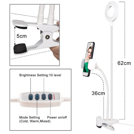 Photo Studio Selfie LED Ring Light with Cell Phone Mobile Holder for Youtube Live Stream Makeup Camera Lamp for iPhone Android - V.I.P Digital Presence