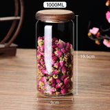 Glass sealed jar wooden lid kitchen universal storage jar coffee and flower tea display storage jar - V.I.P Digital Presence