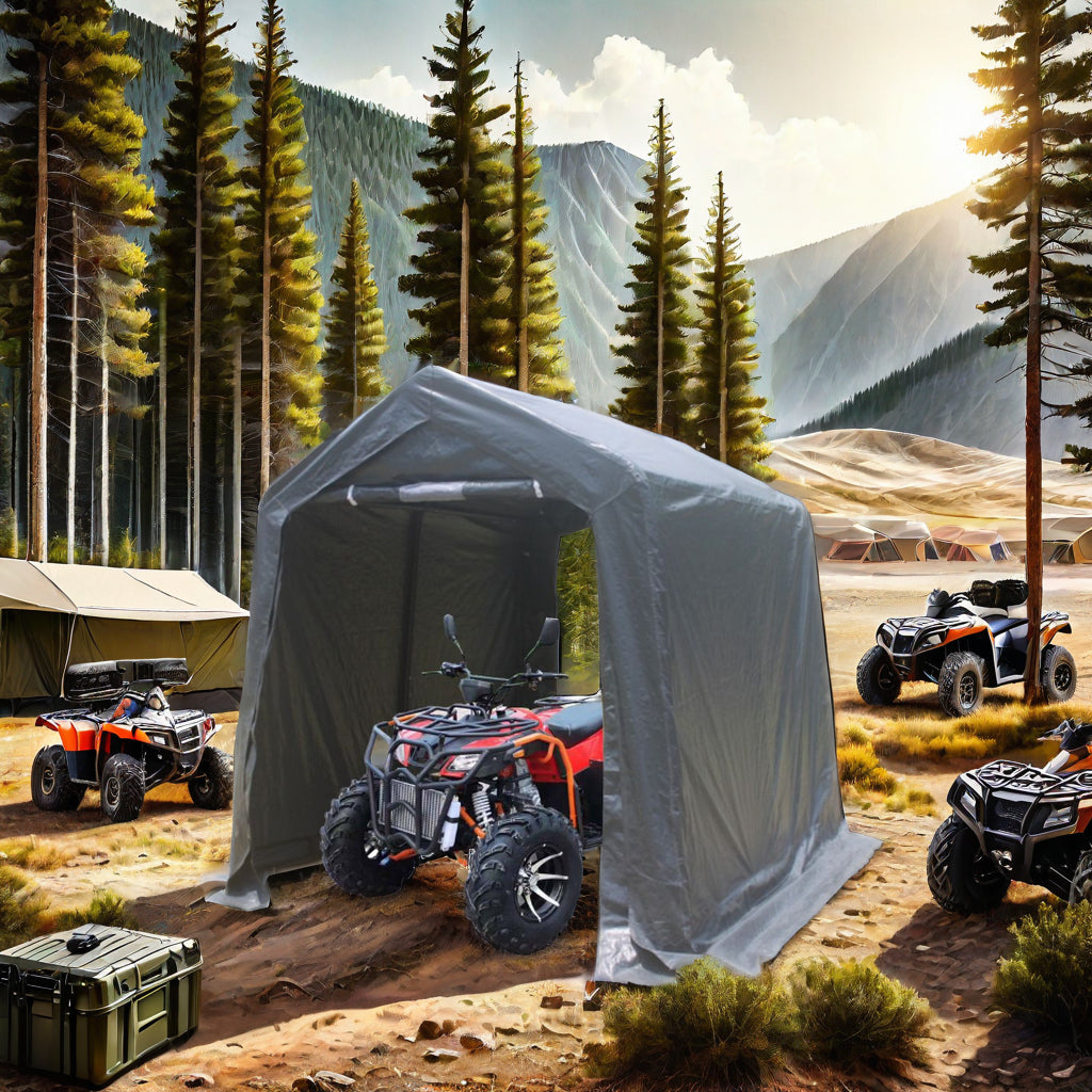 7x12 ft Outdoor Gazebo Portable Storage Shelter Shed with 2 Roll up Zipper Doors & Vents Carport - V.I.P Digital Presence