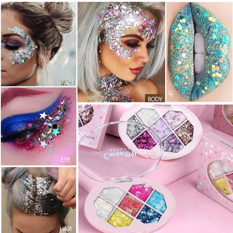 CmaaDu Seven-color glue-free sequins diy eye shadow gel diamond bride children's stage makeup - V.I.P Digital Presence