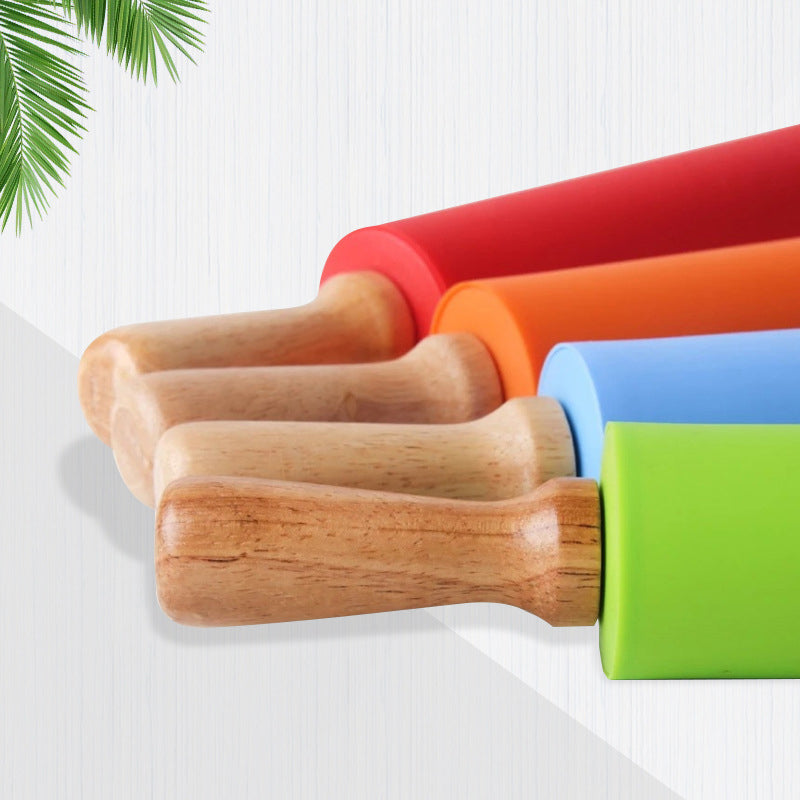 Wooden Handle Silicone Rolling Pin Rolling Pin Roller Flour Pin Small Medium And Large Household Baking Tools And Kitchenware - V.I.P Digital Presence