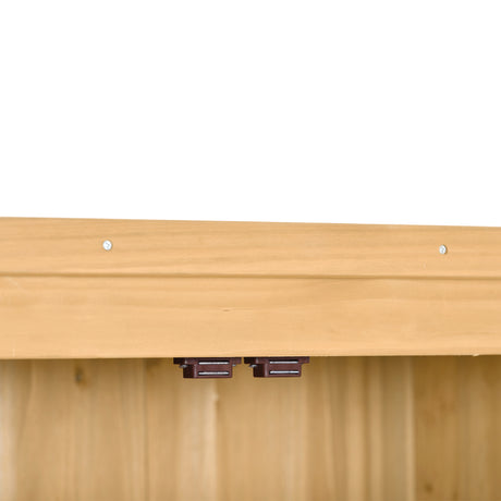 Wooden Garden Shed 3-tier Patio Storage Cabinet Outdoor Organizer Wooden Lockers with  Wood (Natural Wood Color -Shutter Design) - V.I.P Digital Presence