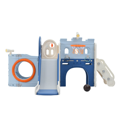 10-1 Toddler Slide Set,Kids Slide for Toddlers Ages 1+, Basketball Hoop Pirate Ship Themed Slide with Ship Head Indoor& Outdoor - V.I.P Digital Presence