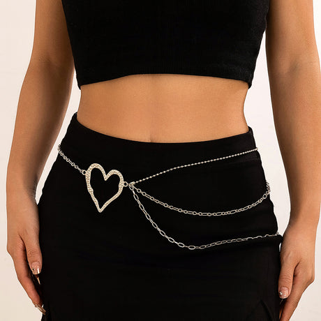 Sweet Cool Ins Exaggerated Big Love Waist Chain Female Personality Metal Thin Chain Body Chain - V.I.P Digital Presence