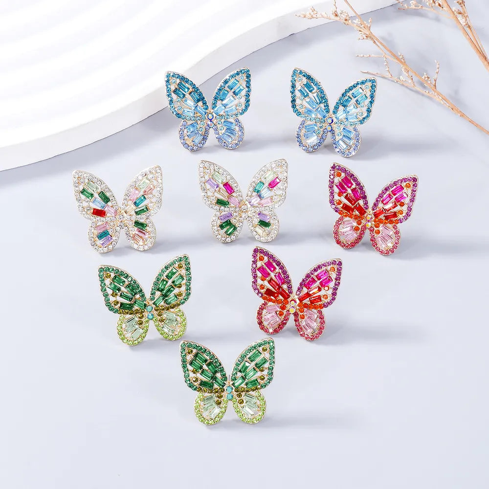 Alloy Inlaid Rhinestone Butterfly Earrings - V.I.P Digital Presence